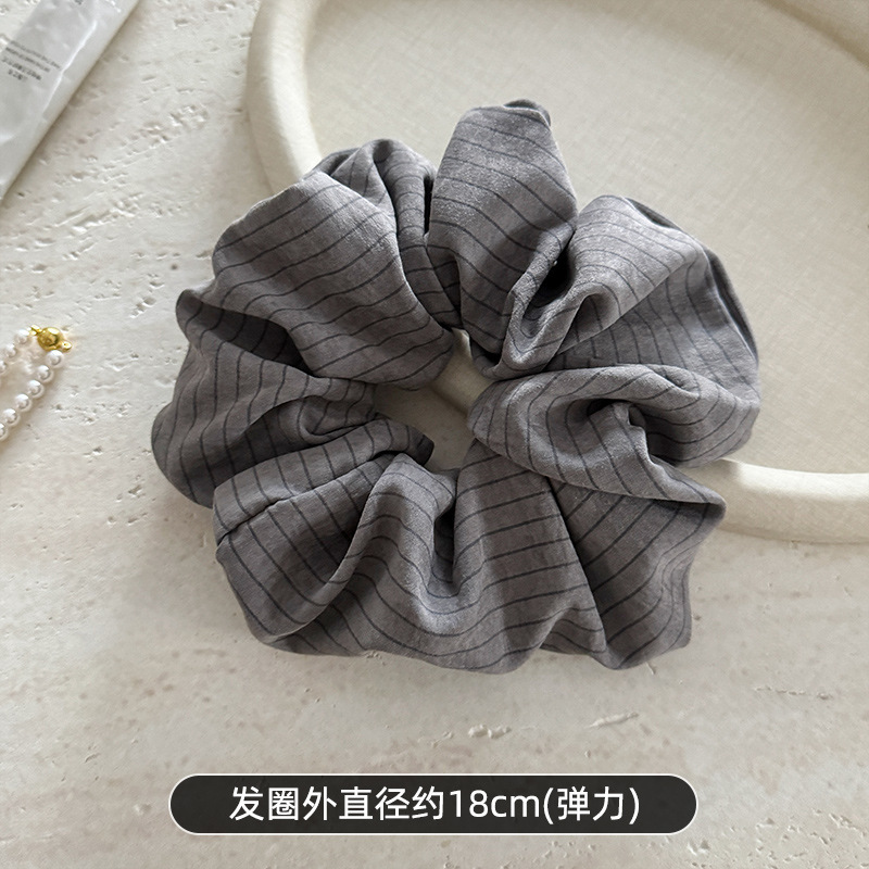 韩系高级感条纹大肠发圈慵懒风气质丸子头皮筋百搭扎发头绳发饰|undefined