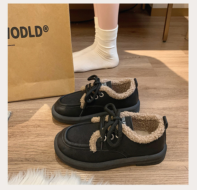 Kleine Lederschuhe im britischen Stil, trendige Winternische für Mädchen, Isolierung aus Baumwollplüsch mit niedrigem Absatz, Außenschuhe mit weicher_voghion.com