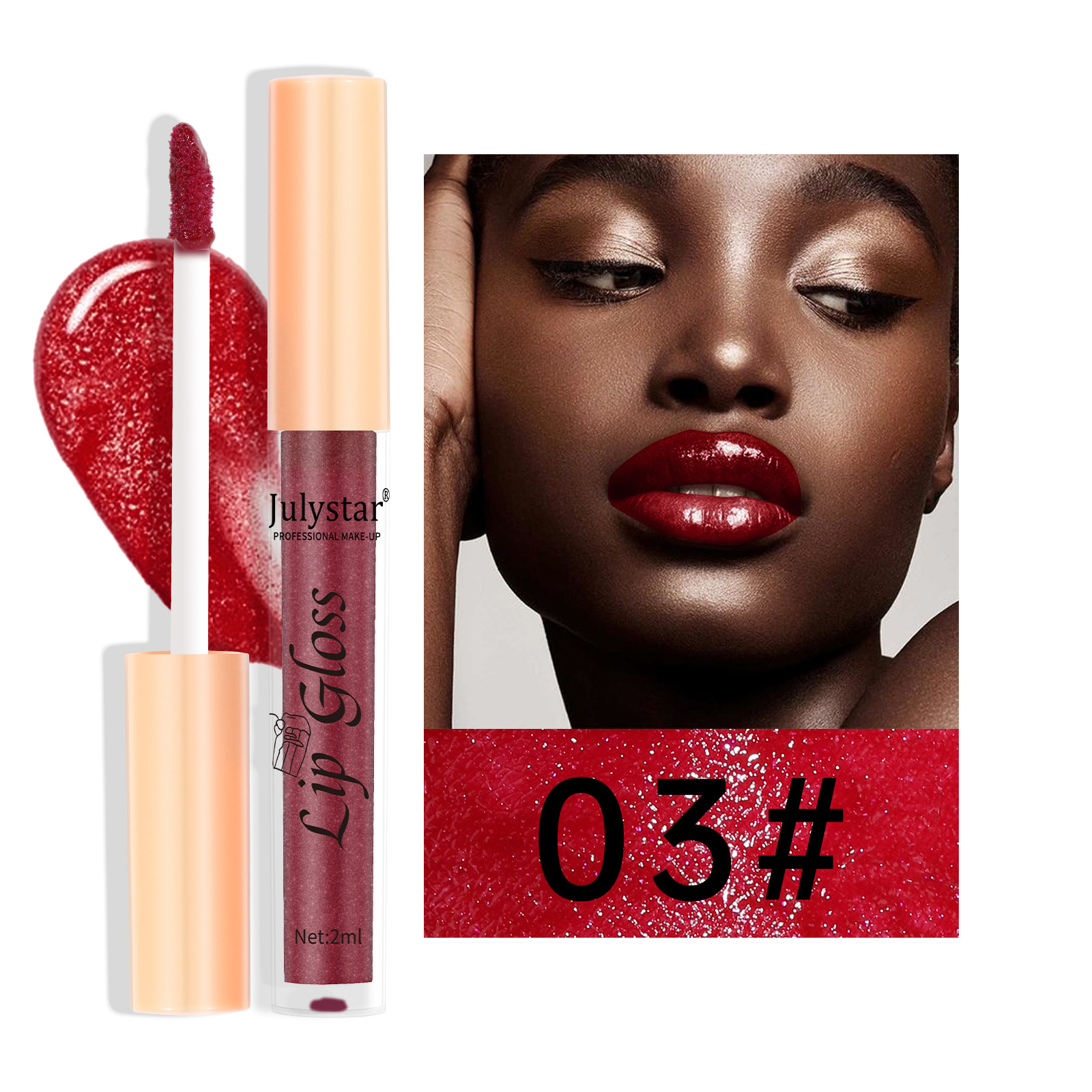 Cross-border makeup lip gloss 8-color pearlescent lip gloss, European and American lip and cheek dual-purpose lipstick, easy-to-apply lip gloss undefined