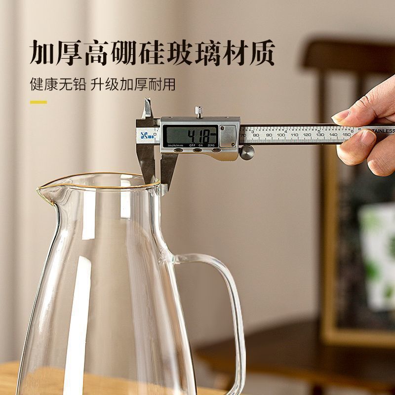 中式胡桃木冷水壶高级玻璃冷水壶高硼硅耐热凉白开水壶待客茶壶扎|undefined