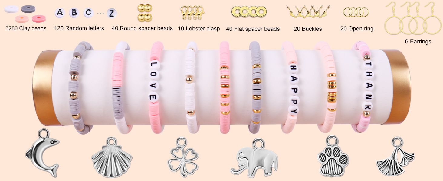 pink beads for bracelets