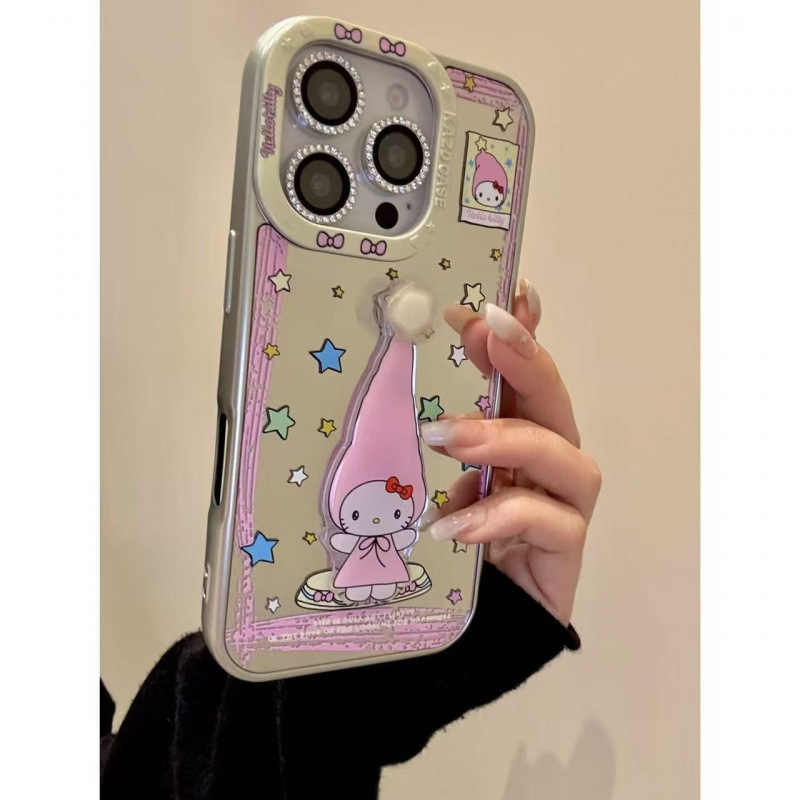 卡通镜面长帽猫咪星星宝宝转转适用iphone16promax苹果15手机壳14|undefined