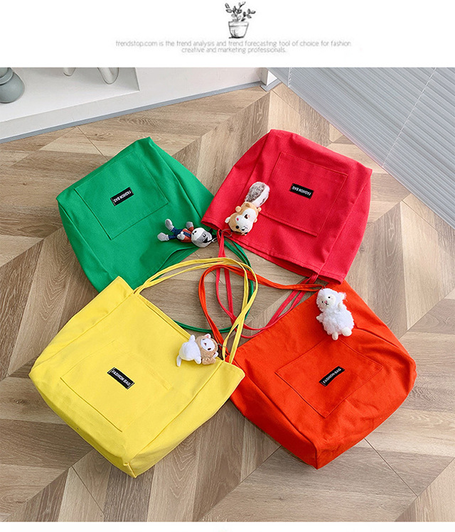 Candy-colored canvas bag, 2021 new ins bag, large-capacity tote bag, simple Korean-style single-shoulder artistic handbag undefined