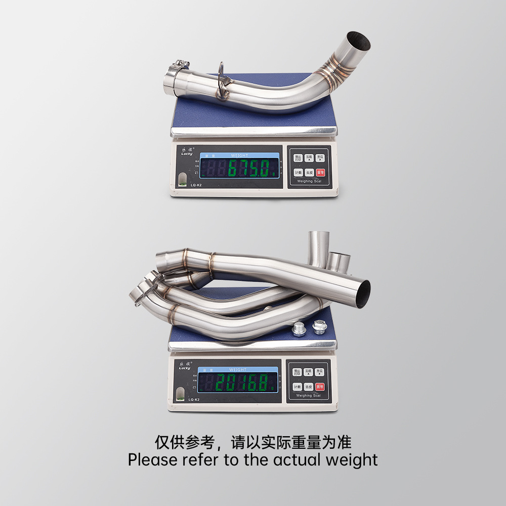 Motorcycle Modification: Stainless Steel Front and Middle Sections of the Exhaust Pipe for the Infinix Ds900X, Connected to the Original Tail Section for Non-Destructive Installation