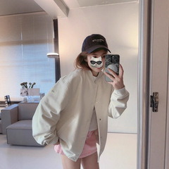 alo欧美棒球服秋冬外套女宽松休闲软质前扣罗纹袖口长袖夹克上衣