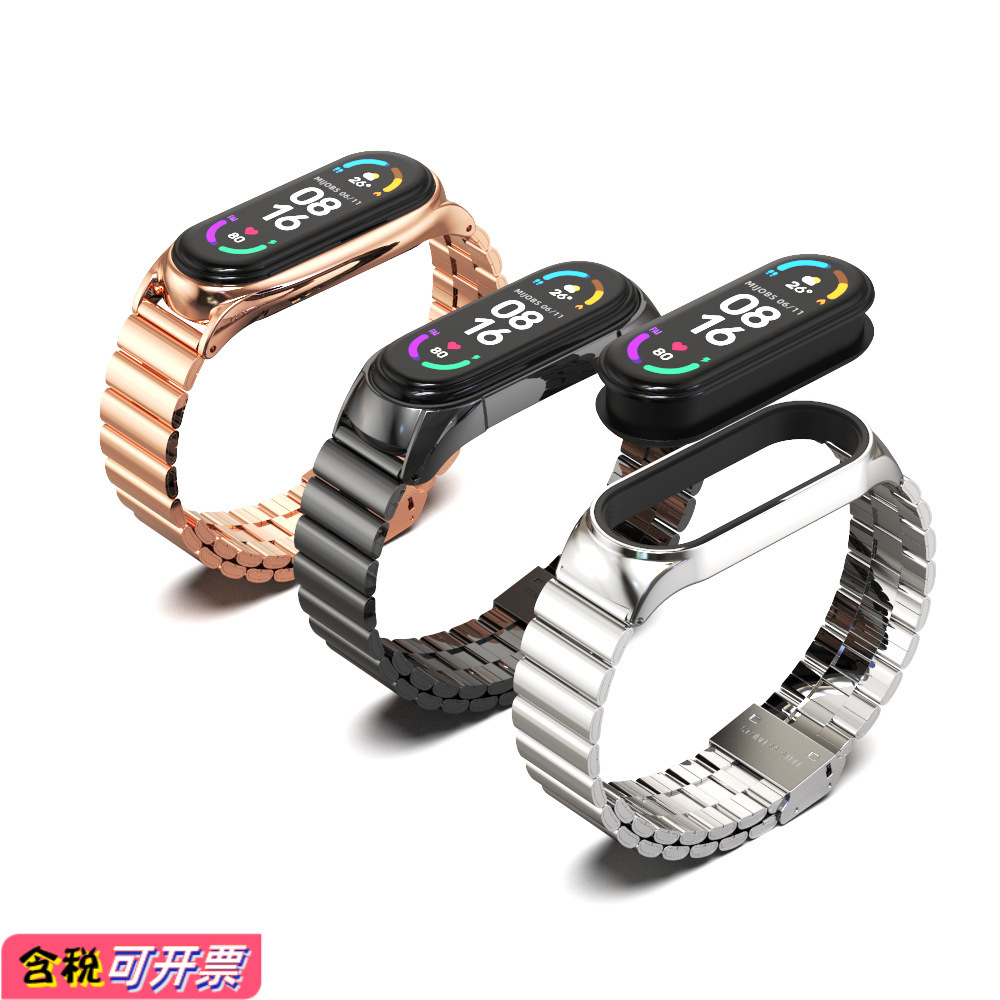 Suitable for Xiaomi Mi Band 10 9 8 Metal Strap Mi 76543 Universal Wristband 304 Stainless Steel Bamboo Strap