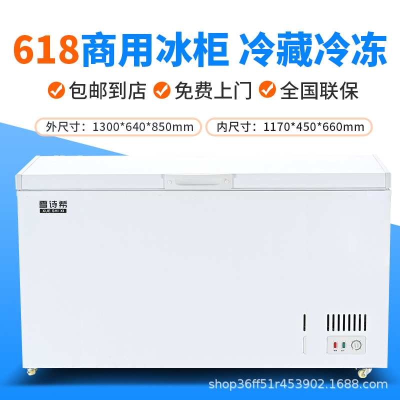 Congelador Xueshixi Congelador comercial horizontal de gran capacidad refrigerado Congelador grande de doble uso Refrigerador de temperatura simple y doble