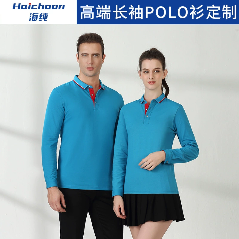 Высококачественная футболка с длинным рукавом с отворотом рубашка поло на заказ корпоративная команда рабочая одежда вышитая рекламная рубашка с логотипом
