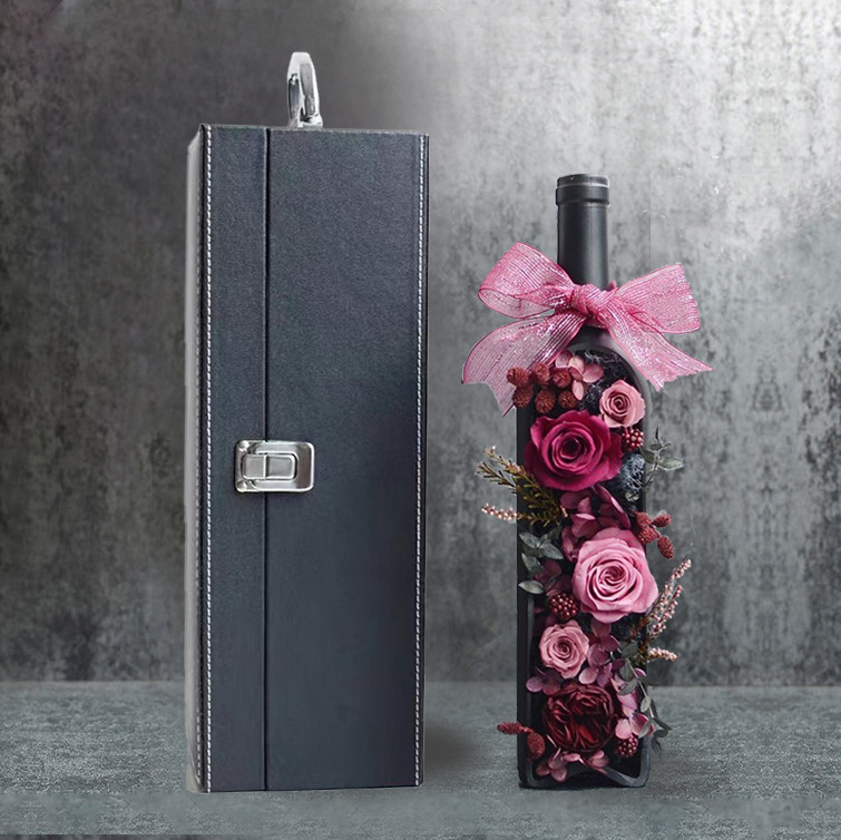 Botella de vino rosas para la vida eterna con caja de regalo al por mayor Día de San Valentín regalos de boda y cumpleaños decoración para el hogar