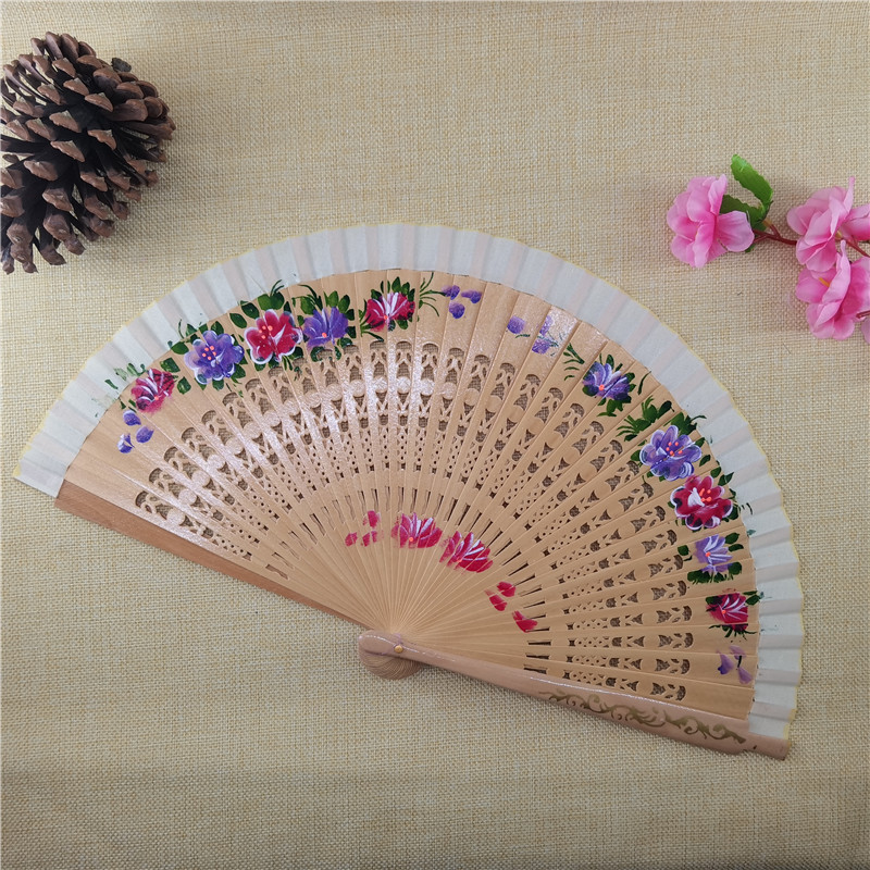 70g Weight Fan Home Textiles & Decor Type Wood Material Flower Pattern All Seasons Season Elegant Style Elegant Flower Wood Fan 12