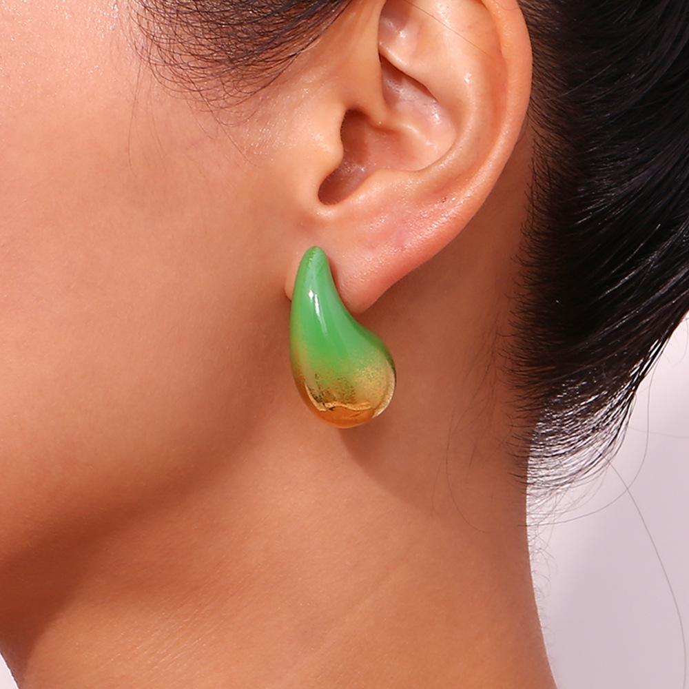 14g Weight Stainless Steel Ear Needle Material Ear Studs Classification 1 Pair Quantity Holiday, Daily Occasion Stainless Steel Material Water Droplets Pattern Women's Gender Plating Design Simple Style Style 1 Pair Simple Style Water Droplets Plating Stainless Steel Ear Studs 20