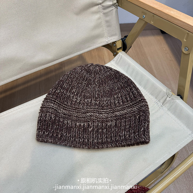 混色彩线针织帽子女早秋韩系ins新款简约百搭针织保暖毛线帽冷帽|undefined