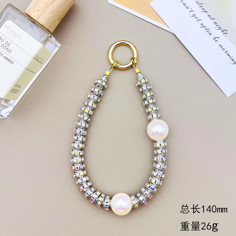 다이아몬드 쉘 비즈 휴대폰 체인(골드)