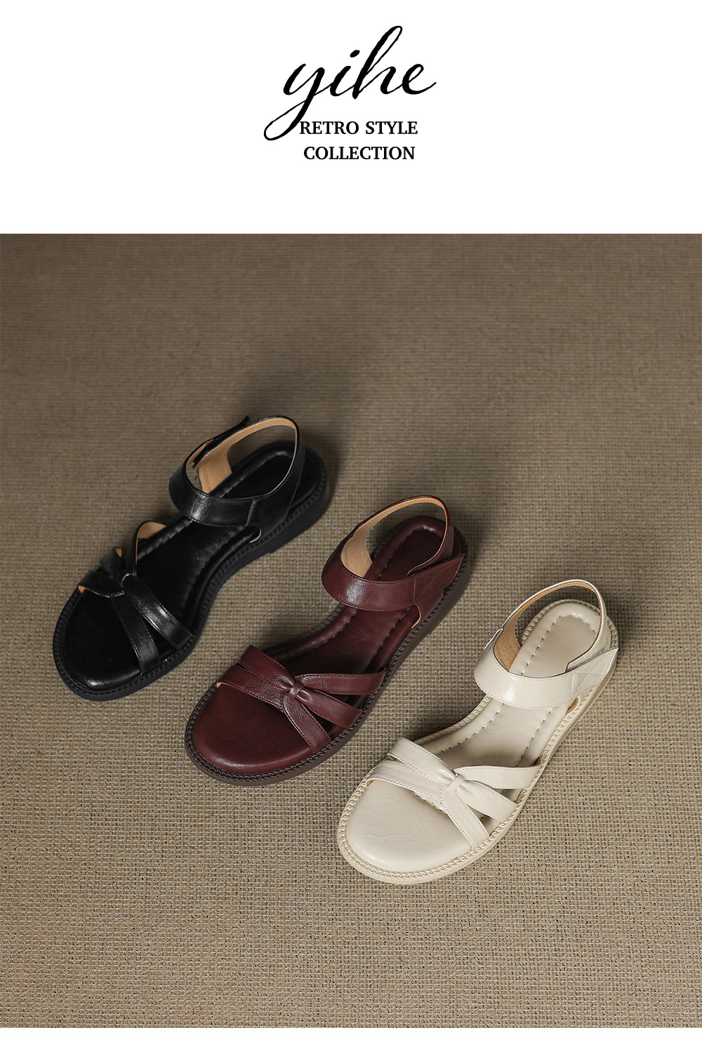 Dép sandal nữ quai ngang đế bệt hở mũi phong cách đi biển — màu nâu chi tiết 19