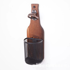 クロスボーダー木製ビールオープナー壁掛け式ボトルキャップ収納ボックスレストランストラップ装飾多機能オープナー