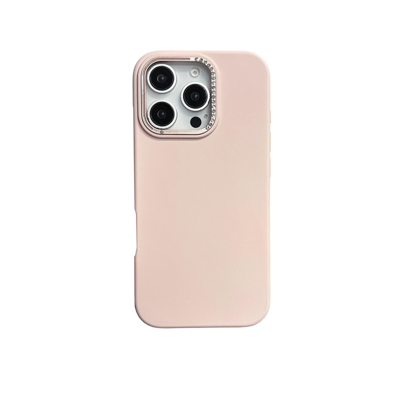 Apple 16ProMax 液体シリコーンメタルドットダイヤモンドフレーム iP16 携帯電話ケース 16Pro フラッシュダイヤモンドレンズに適しています。|undefined