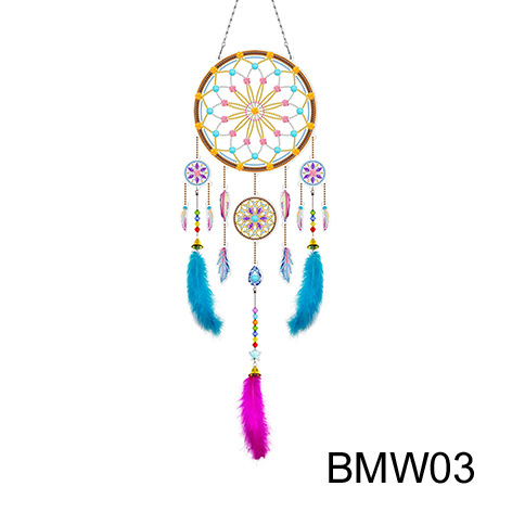 Transfronteriza venta caliente pintura de diamantes alrededor de la red de dreamcatcher DIY pintura de diamantes colgar adornos de diamantes brillantes artesanía pintura de diamantes al por mayor