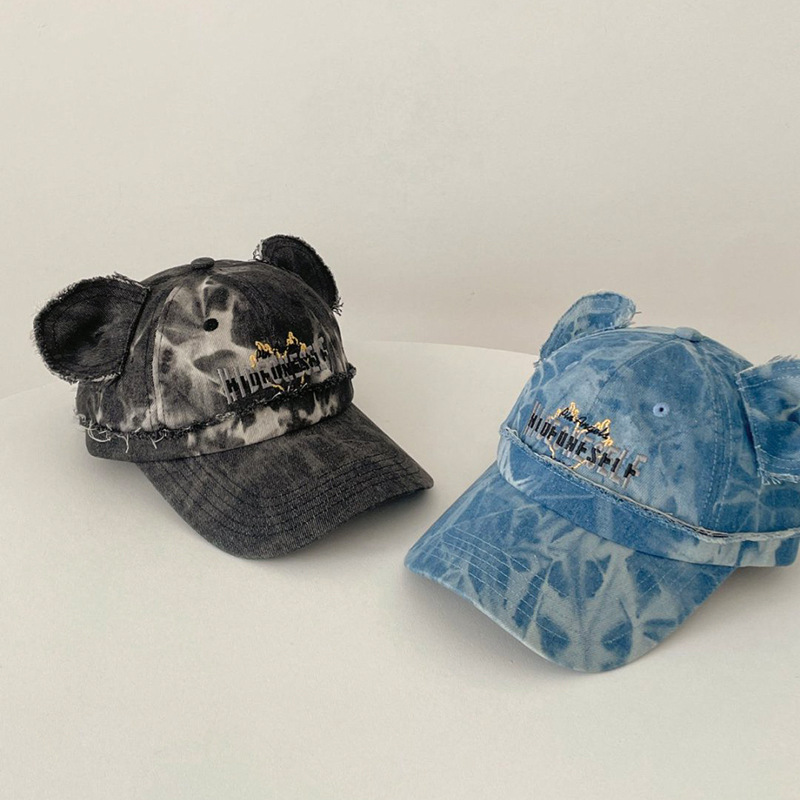 Padres e hijos hacen viejos sombreros de béisbol retro vaqueros adorables orejas de oso hip-hop callejero adultos sombreros de boca de pato marea