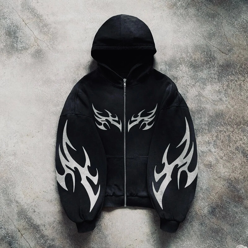 New cross-border product: Dark style hip-hop gothic Harajuku Y2K letter pattern hoodie, versatile Harajuku jacket