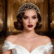 团铭新款网状发箍发带 简约珍珠镂空街拍头饰 韩范影楼配饰