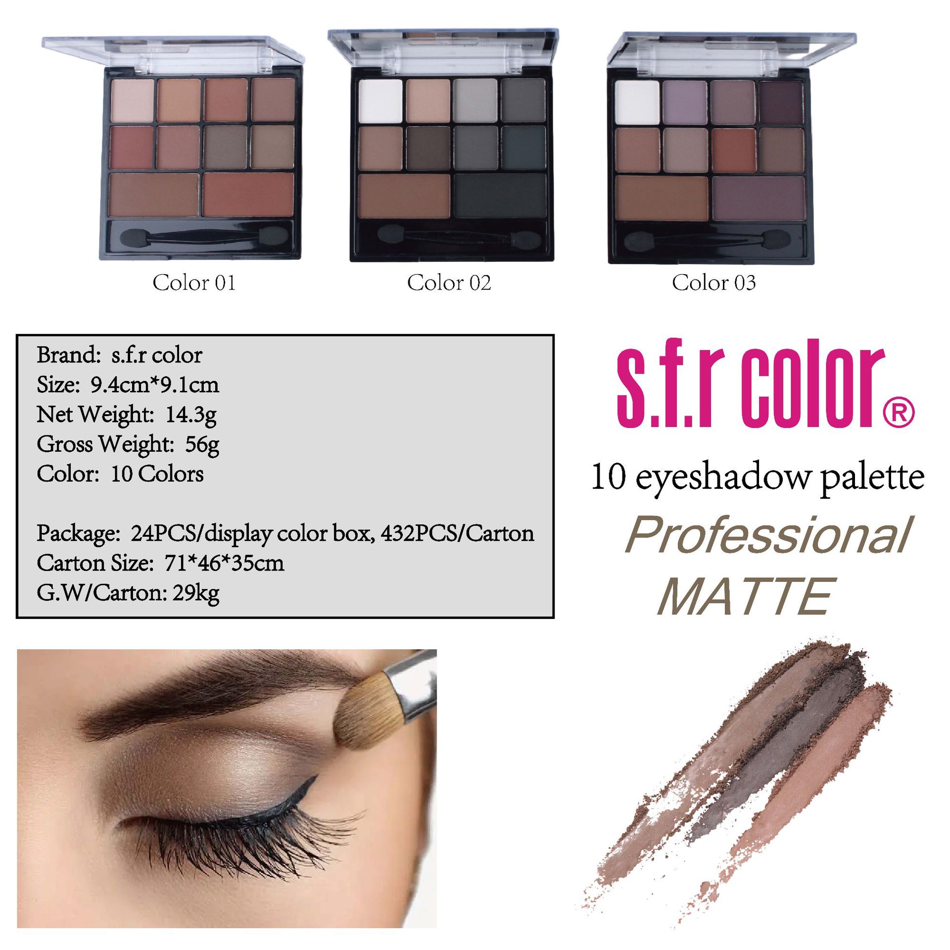 Ten-color Matte Eyeshadow s.f.r color fashion three-dimensional makeup eye shadow plate uniform long-lasting beauty eye shadow