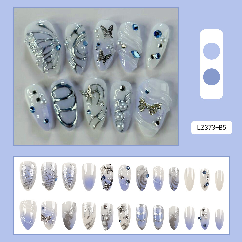 Uñas postizas 3D estéreo blanqueadoras, muy vendidas, piezas de arte de uñas portátiles transfronterizas, pegatinas de uñas sencillas con un toque de alta gama, venta al por mayor