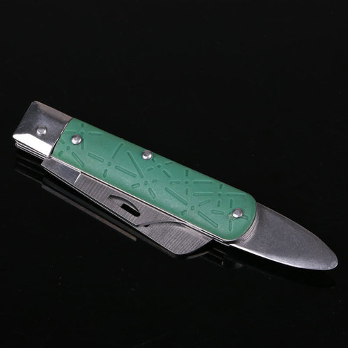 Longevity Tree Grafting Knife, Garden Tool Green Handle Stainless Steel Folding Grafting Knife, Fruit Tree Grafting Knife