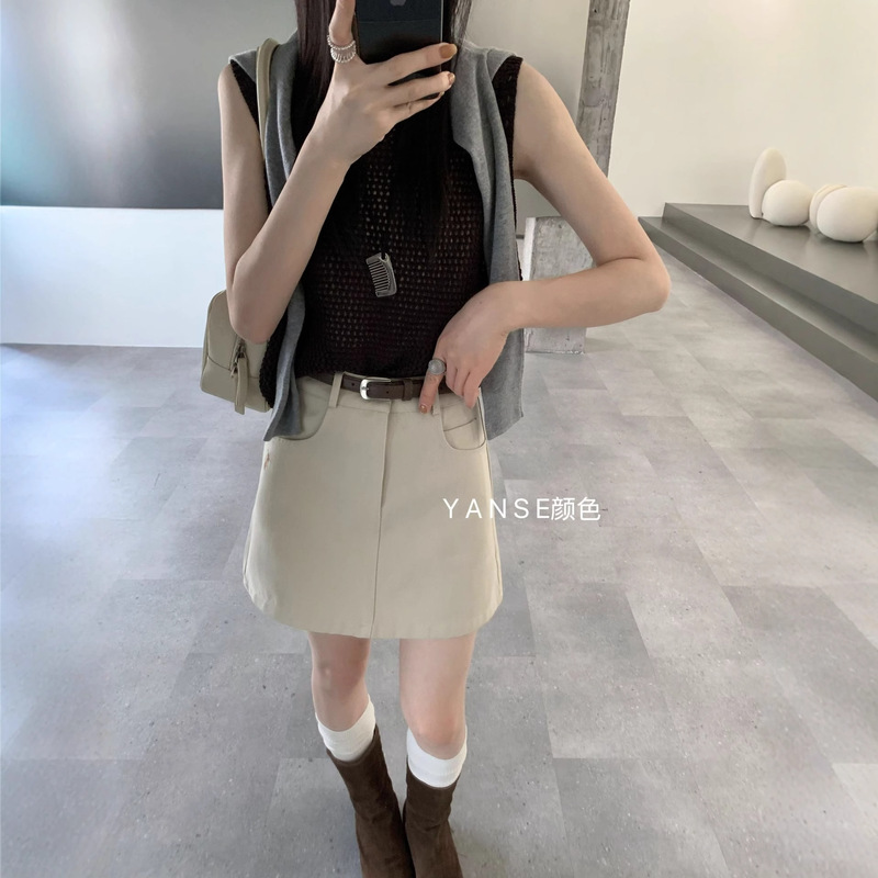 小马刺绣高腰A字短裙2025年秋季显瘦韩版女装半身裙|undefined