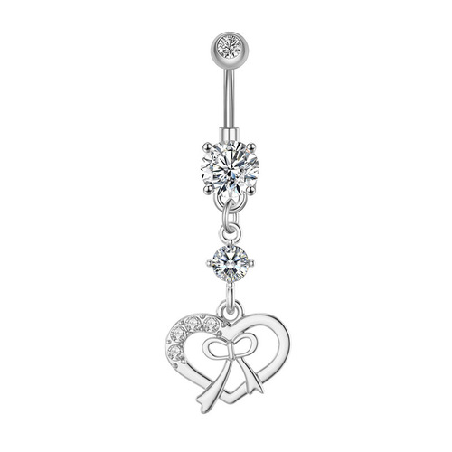 European and American cross-border AliExpress Amazon micro-inlaid zircon butterfly tassel navel ring body piercing navel button jewelry