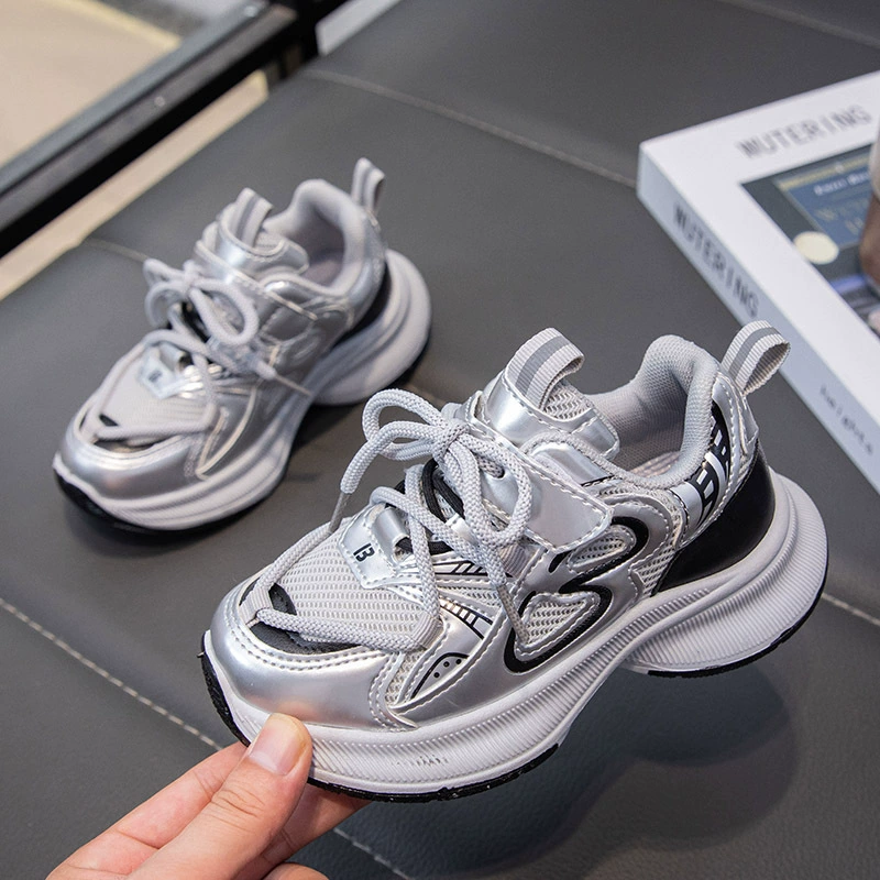 Footwear, mesh non-slip children's sports shoes for boys, autumn, trend of season, soft sole, for teenagers