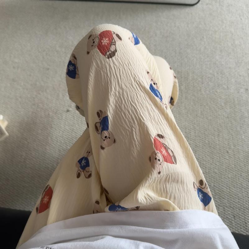 Primavera y verano · Pantalones de pijama casuales para mujeres pantalones a prueba de mosquitos rojos en línea 2025 nuevos pantalones caseros para llevar