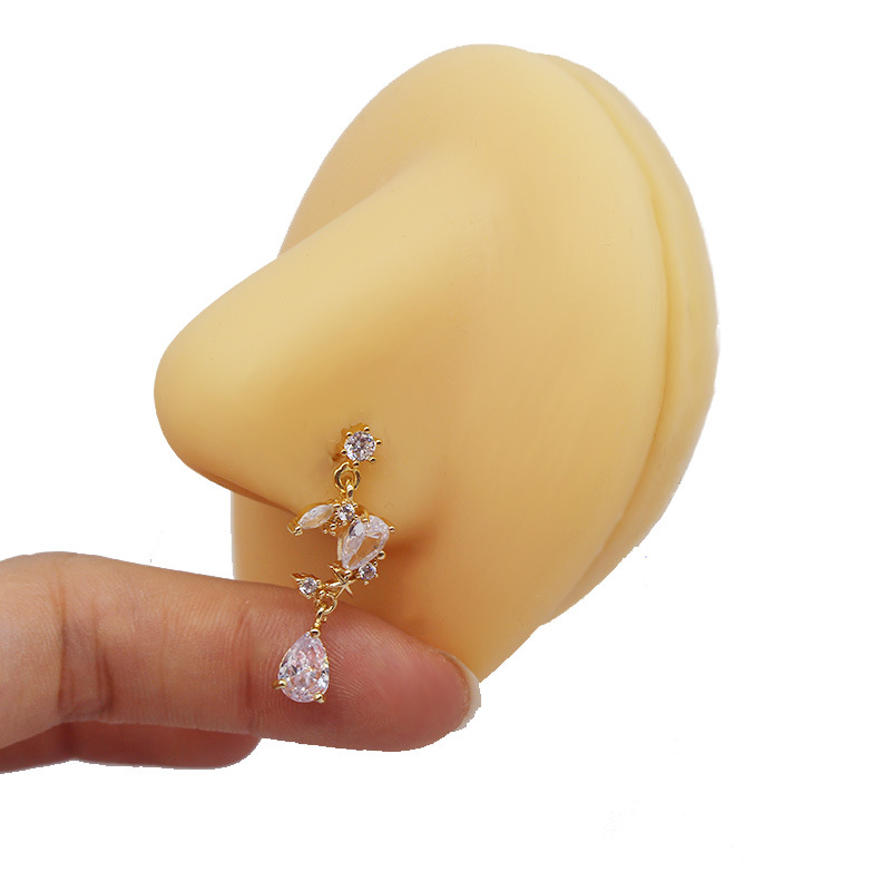 Fabbrica di gioielli per piercing al naso con perno a L a forma di cuore in zircone europeo e americano transfrontaliero Gatte_voghion.com