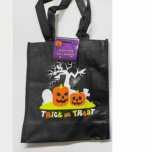 New In-Stock Cross-Border Halloween Spunbond Fabric Bags with Color Coating, Hand-Held Spunbond Fabric Ghost Festival Candy Storage Bags