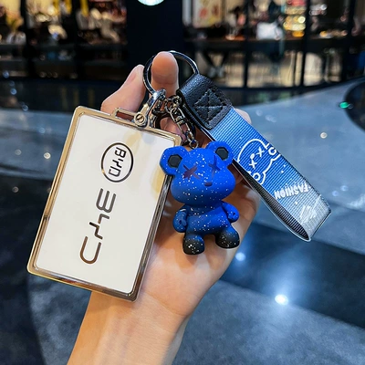 Car key bag — Dedicated 2022 models of BYD Dolphin - byd-card-key-single-shell-white-blue-violent-bear-pendant