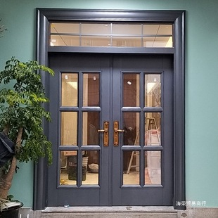 Villa Gate Rural Self-Built House Zinc Alloy Glass Entry Home Anti-Theft Double Door Rural Entry Double Door