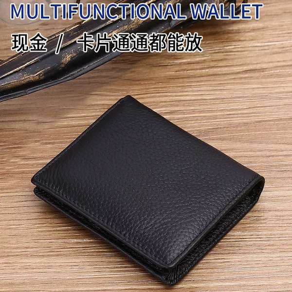 Genuine Leather Card Holder anti-theft brush men's first layer cowhide multi-functional wallet wallet multi-card large capacity