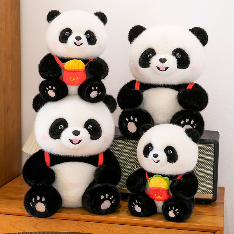 Cross-Border New National Treasure Giant Panda Doll French Fries Burger Backpack Panda Doll Children's Gift Comfort Pillow Doll