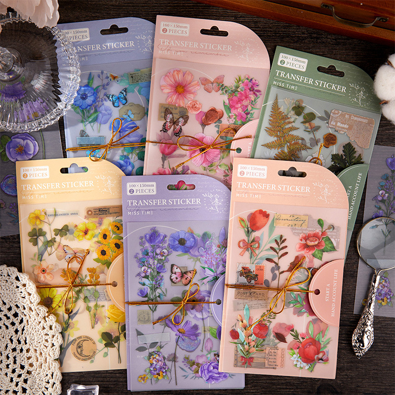 Recogida de transferencia pegatinas hierba hoja colección Serie INS flor mano cuenta DIY material decorativo pegatinas 2 piezas en 6 tipos