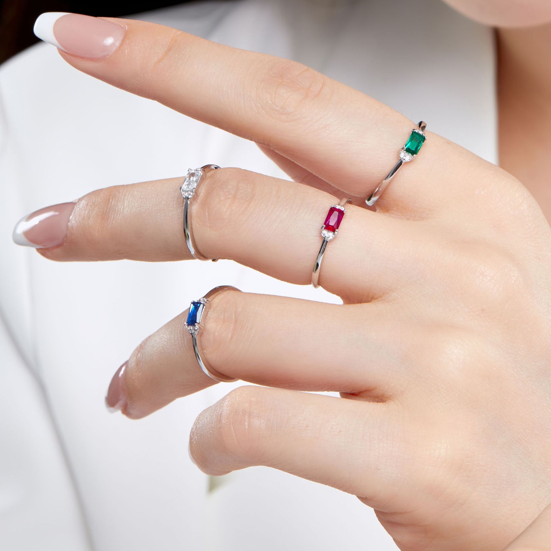 Simple Style Geometric Silver Plating Zircon Open Ring