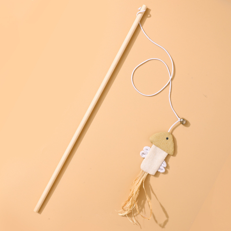 Juego de Varitas de Plumas para Gatos de Cuerda de Cáñamo Con Plumas y Cascabel para Gatos