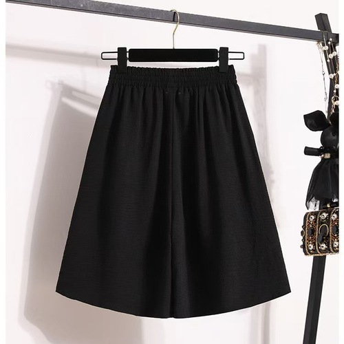 Women's Loose Straight Leg 5-Finger Pants Plus Size 300 Pounds Ice Silk Pants Summer Thin Model High-Waist Drape Slimming Sports Pants