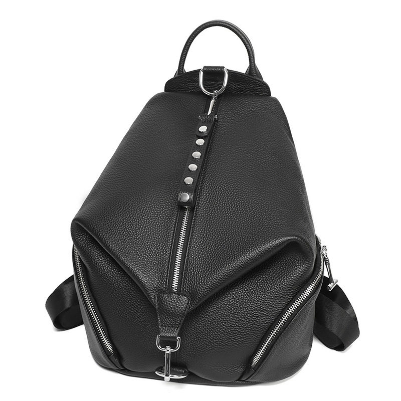 Ba lô nữ da thật chống trộm da bò lớp đầu dung tích lớn 27×15×31 cm — Màu nâu, Màu đen