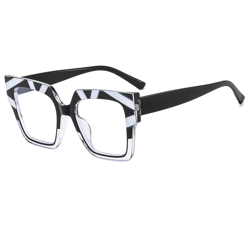 2024 Tendencia europea y americana, marco grande, cuadrado, color a juego, espejo plano anti-luz azul, el mismo estilo, gafas de marco de miopía sin maquillaje