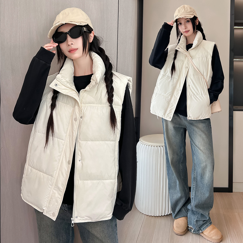 Chaleco de algodón de cuello vertical chaleco de damas otoño-invierno 2025 nuevo suelto de hombro de camisa de moda chaleco de damas chaqueta image 7