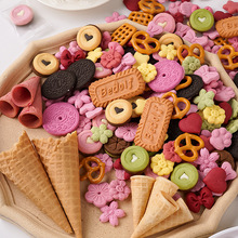 粉色饼干甜品装饰大圆花朵蛋糕蝴蝶结造型饼干可食用网红零食曲奇