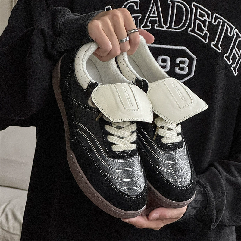 Пары круглые головы дикие повседневные туфли на открытом воздухе кроссовки 2024 осень и зима винтажные кроссовки на шнуровке