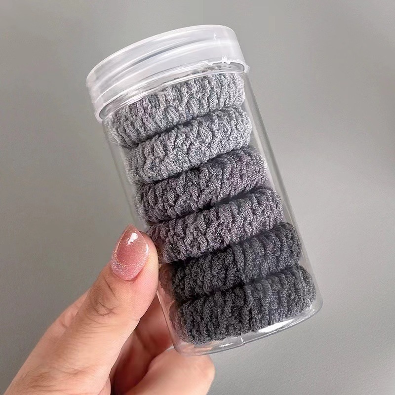Ins viento frío gradiente gris 3 correas para el cabello gruesas y de alta elasticidad bandas de goma para atar el cabello
