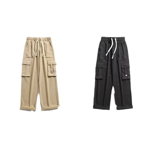 American high street work pants men's spring and summer black all-matching loose straight pants men's trend