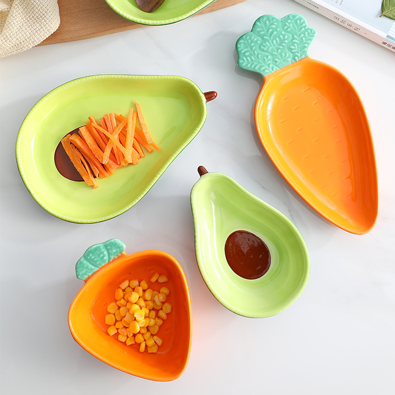 Creative Ceramic Carrot Bowl Cute Children's Ceramic Tableware Set Household Fruit Salad Bowl Personalized Fruit Plate