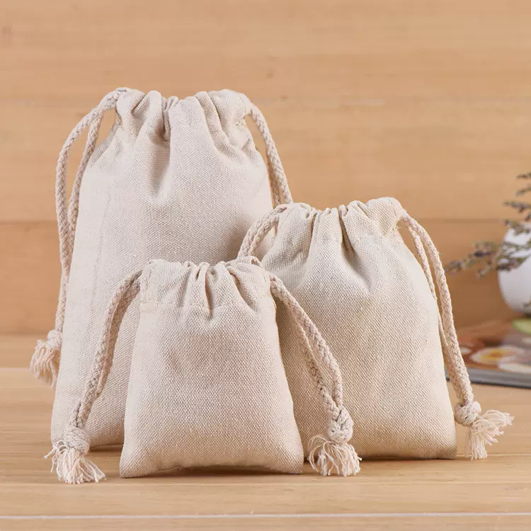 束口袋收纳袋子小布袋抽绳袋棉麻定 制拉绳帆布袋定 做礼品大米